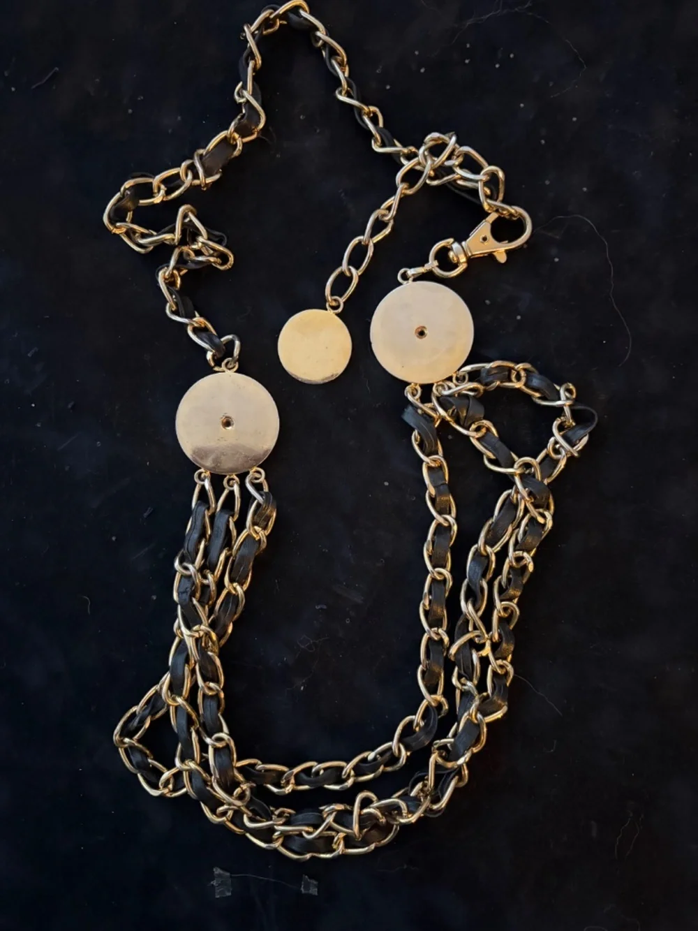 VINTAGE CHANEL 31 RUE CAMBON Triple Strand Leather Interwoven Chain Belt (1991)